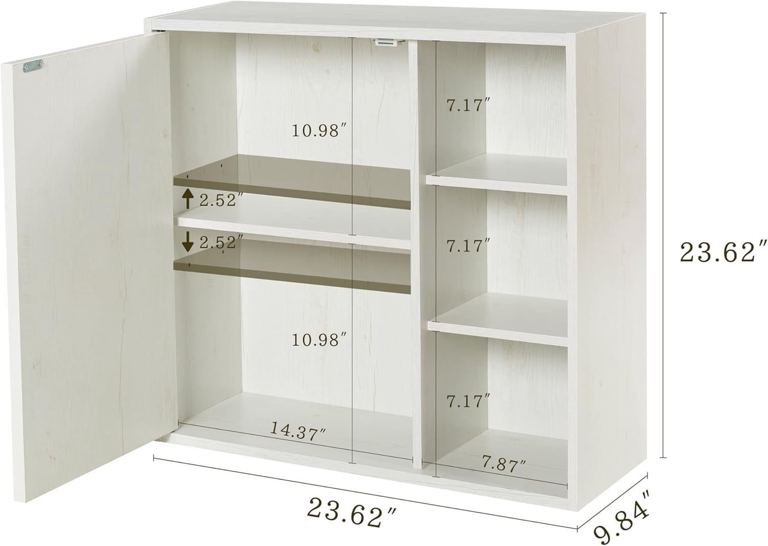 ANHDAH Bathroom Wall Storage Cabinet with Door and Adjustable Shelf, Over the Toilet Storage Cabinet for Kitchen, Laundry, White