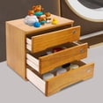 thumbnail image 4 of 3-TIER Wood Yellow Desk Drawer Organizer Case Storage Cabinet Rectangle Tung Wood Desktop Storage Case, 4 of 17