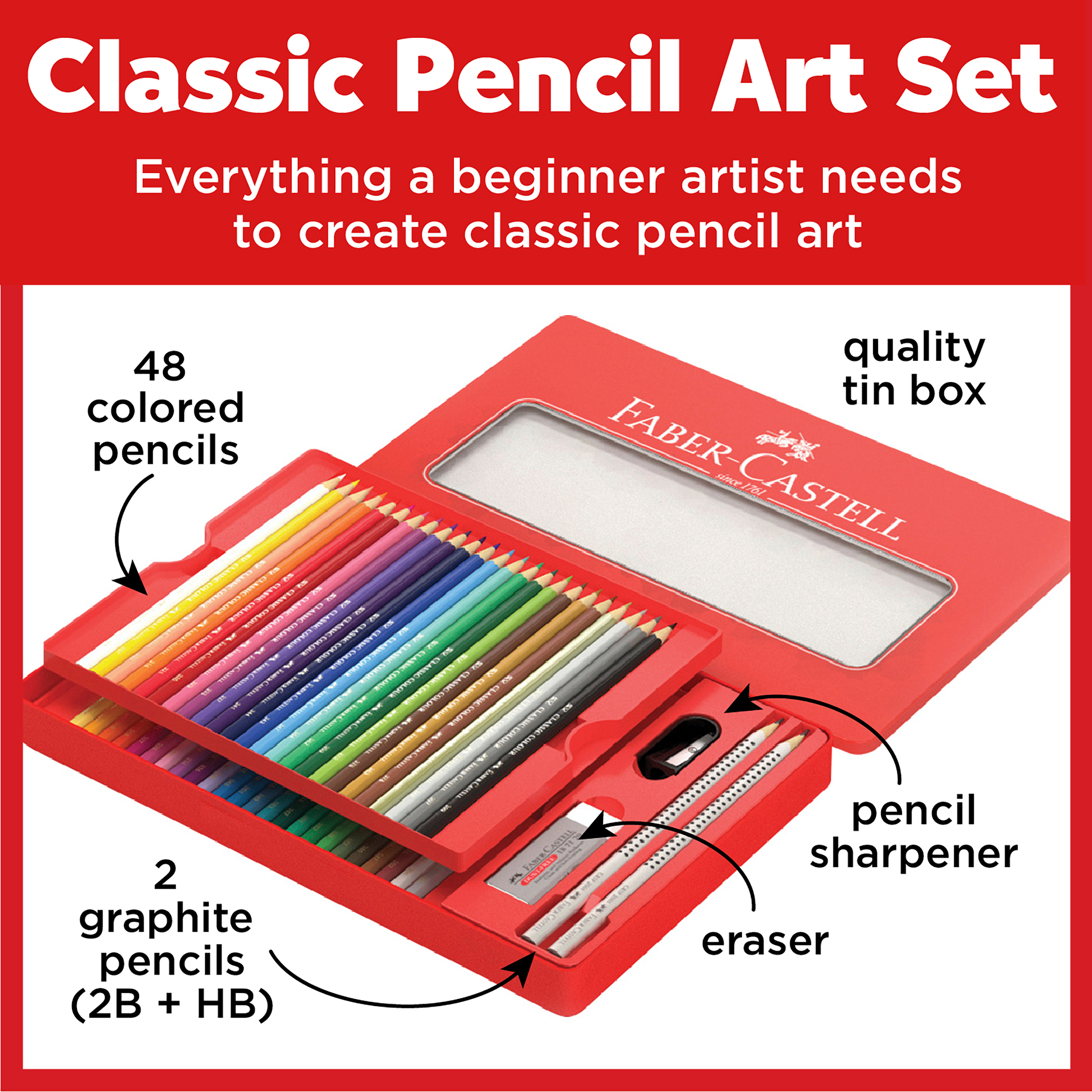 48　Pencil　Tin　Faber-Castell　Classic　ct　Colored