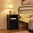 thumbnail image 4 of JessieMal Tall Nightstand with 2 Drawer and 1 Cubby, 29" High Bedside Table Wooden Storage Cabinet Bed Side Table with Drawer for Bedroom Home Office, Black, 4 of 9