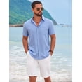 thumbnail image 3 of COOFANDY Men's Short Sleeve Casual Button Down Shirts Summer Beach Wedding Textured Linen Shirt for Men, 3 of 7
