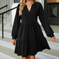 thumbnail image 3 of Summer Savings Clearance 2024! TAGOLD Womens Dress,Women Fashion Casual Comfy Long SleeveleV-Neck Knee-High Dresses, 3 of 5