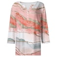 thumbnail image 3 of PuLe Women's Top Women's Casual 3/4 Sleeve T-Shirts Trendy 2024 Floral Gradient Graphic Blouses Casual V Neck Tops Work Tees Blouses, 3 of 4