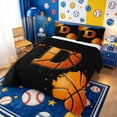 thumbnail image 2 of Meiyoeat Basketball Letter D Queen Comforter Set 3 Pieces,Sport Graffiti Splash Comforter Sets Queen,Black Reversible,1 Comforter and 2 Pillowcases,1 Comforter and 2 Pillowcases, 2 of 6