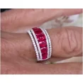thumbnail image 2 of 2Ct Oval Cut Simulated Red Ruby Women Wedding Band Ring 14K White Gold Plated 925 Sterling Silver, 2 of 2