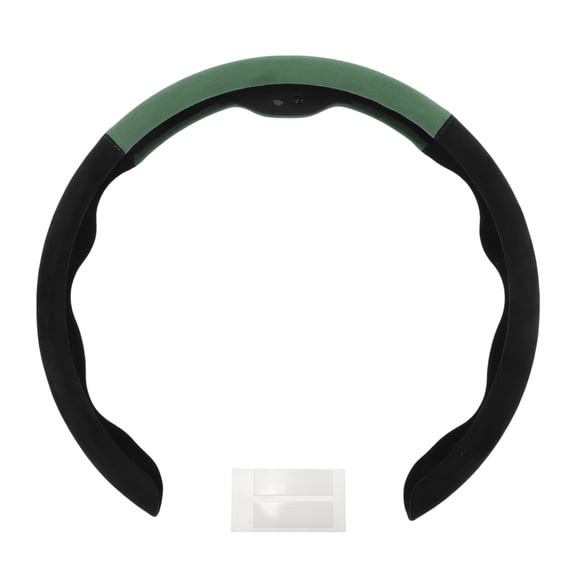 PU Artificial Leather Steering Wheel Cover ABS Car Steering Wheel Protector Black Dark Green 1 Pc