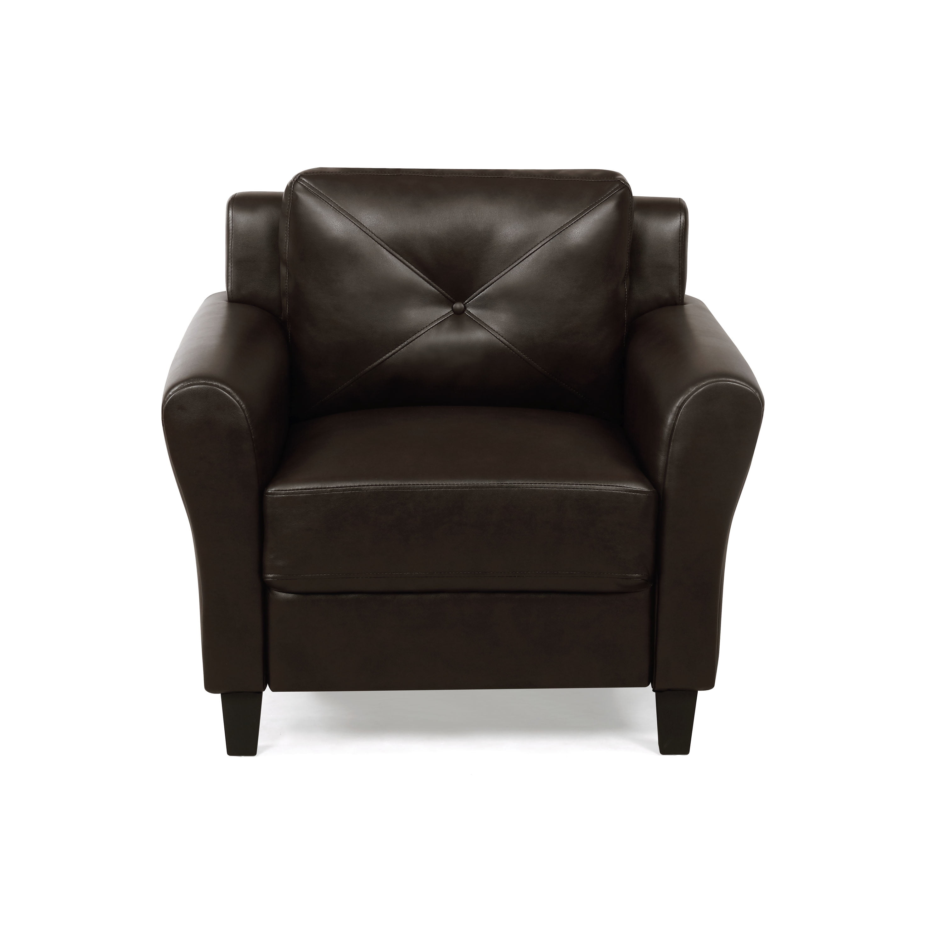 Lifestyle Solutions Taryn Rolled Arm Chair, Brown Faux Leather