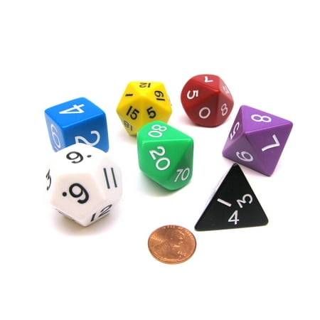 Koplow Games Jumbo Polyhedral 7-Die Games Dice Set 23mm-28mm - Assorted Colors #05854