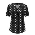 thumbnail image 7 of Summer Fashion Oversize Shirts for Womens Casual Print V-Neck Short Sleeve Casual Blouse, 7 of 7