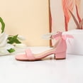 thumbnail image 4 of Girls Dress Shoes Low Heels Sandals Bow Pearl Ankle Strap Flower Girl Wedding Party Shoes Flower Girl Shoes 9-9.5 Years, 4 of 5