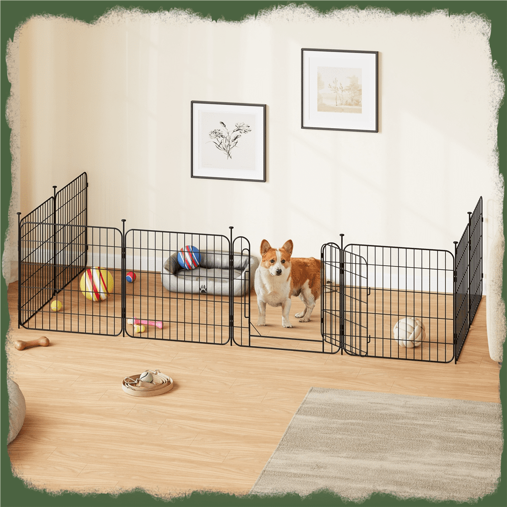 Renwick 8 Panels 24" Tall Foldable Dog Playpen Panels, Black