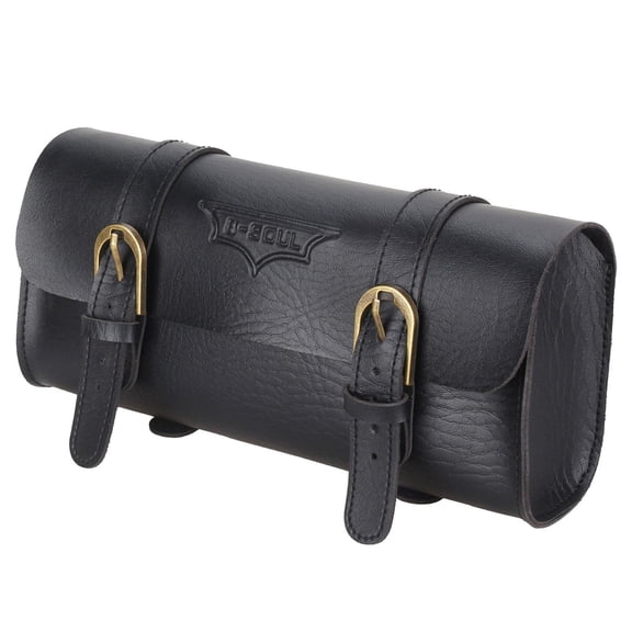 LICEWO Mini Motorcycle Saddle Bag PU Tool Roll Saddle Motor Side Luggage Travel Tool Tail Bag with 2 Mounting Straps