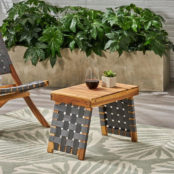 Outdoor Furniture Sets, HUNTSVILLE FOLDABLE SIDE TABLE, Black Brown Patio Furniture Sets,Acacia Wood Patio Dining Sets, Garden & Outdoor & Patio Furniture Patio Furniture Sets