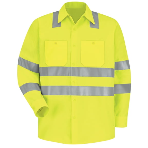 Red Kap Men's Hi-Visibility Long Sleeve Work Shirt - Type R, Class 3
