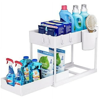Stalwart Adjustable 2-Shelf Sink Cabinet Organizers, 11.325 x 17.75-32 x  15.325 inches, White 