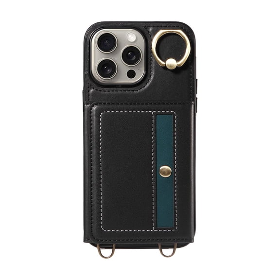 Case For IPhone 16 Pro Max/16 Pro/16 Plus/16, Shoulder Strap Stand Wallet Cover Soft Leather Card Holder Case Magnetic Shockproof Shell