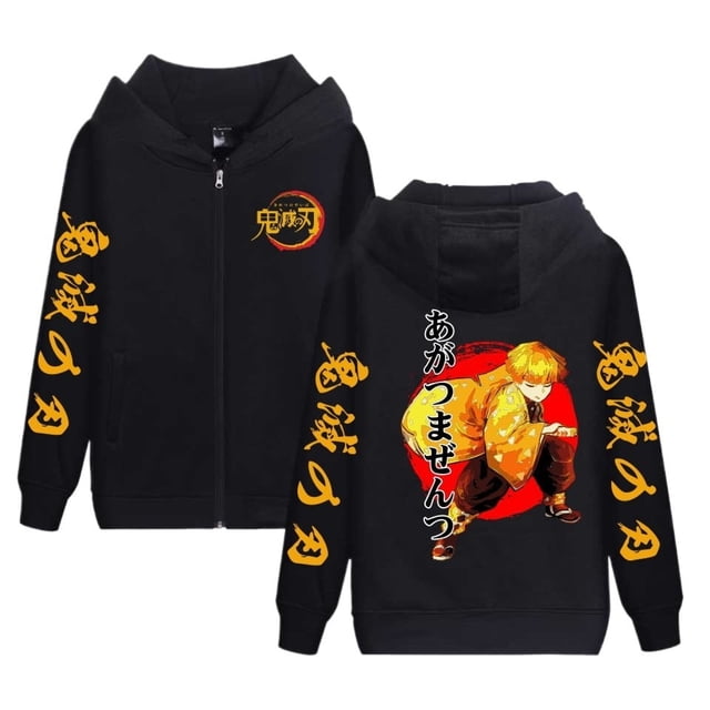 Kamado Nezuko Hoodie Jacket Tanjiro Zipper Sweatshirt Anime Nezuko Cosplay Kamado Tanjirou Zipper Novelty Jacket Unisex