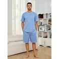 thumbnail image 2 of U2SKIIN Mens Pajama Set, Short Sleeve Lightweight Sleepwear Soft Nightwear Set With Pocket,(Grey Blue,S), 2 of 5