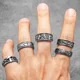 thumbnail image 4 of Mushroom Star Men Rings Stainless Steel Retro Punk New In Rock Women Jewelry Fashion Accessories Stranger Things Gift Wholesale, 4 of 5