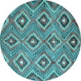 thumbnail image 1 of Ahgly Company Indoor Round Southwestern Light Blue Country Area Rugs, 3' Round, 1 of 4