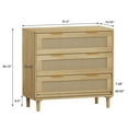 thumbnail image 2 of Aukfa 3 Drawer Dresser Nightstand with Rattan Storage Drawer for Bedroom Living Room, Oak, 2 of 7