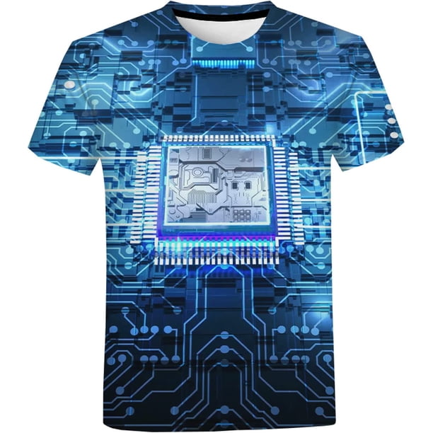 "Xishao Camisa Manga Corta Hombre Camiseta con Estampado 3D De Chip Electrónico, Nueva Camiseta con Placa De Circuito para Hombres Y Mujeres, Ropa De Calle Harajuku, Camisetas De Gran Tamaño" Xishao ropa