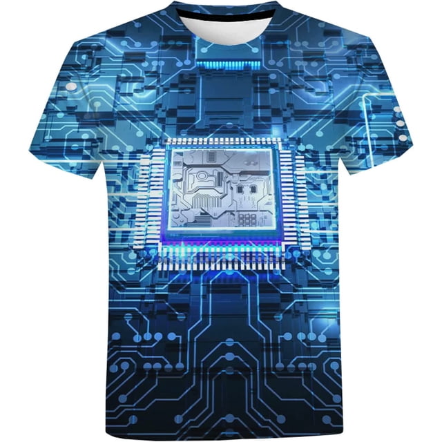 "Camiseta Hombre Camiseta Con Chip Electrónico De Placa De Circuito, Camiseta Unisex De Verano Informal Fresca De Manga Corta Para Hombres Y Mujeres, Ropa De Calle Harajuku, Camiseta De Gran Tamaño" Xishao ropa