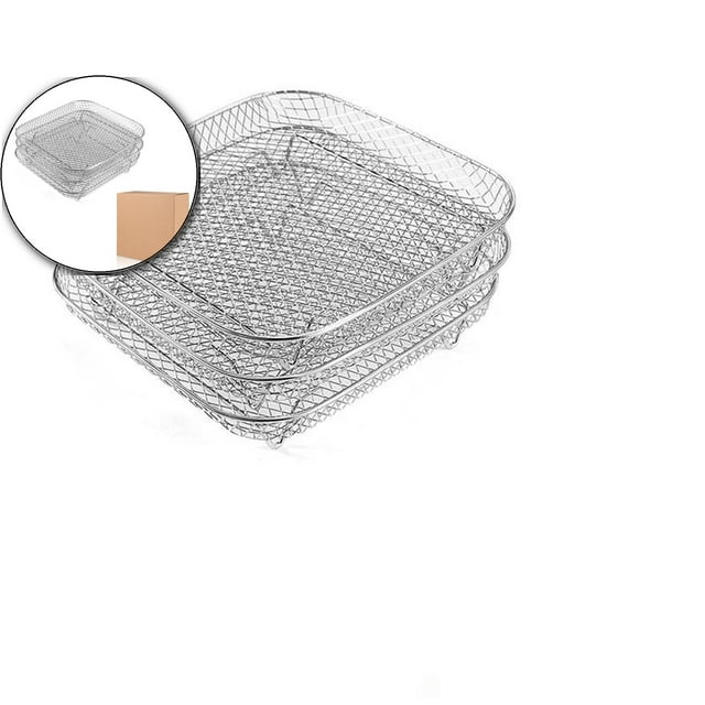 Dvruxg Stainless Steel Three-Layer Drying Rack, Stackable Kitchen Utensil Drainer, Elevated Corners & Clips Food Dehydrator for Efficient Dishes Drying