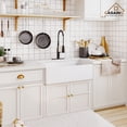 thumbnail image 4 of CASAINC 33" Fireclay Single Bowl Farmhouse Apron Workstation Kitchen Sink with Bottom Grid and Strainer, Glossy White, 4 of 7