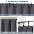 thumbnail image 4 of OVZME Charcoal 36 Inch Length Small Blackout & Thermal Insulated Cafe Curtains, 2 Panel Set for Versatile Use in Kitchen, Basement, Cabinet, Camper, RV Bunk,2 PCS, Each 30" Wx36" L, Charcoal, 4 of 7