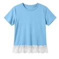 thumbnail image 3 of T-shirts à Manches Courtes pour Filles, Enfants, Mignon, Ourlet en Dentelle, Col Rond, Hauts d'Été, 3 of 7