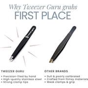 Tweezers for Women - Slant Pointed Precision Tweezers for Eyebrows & Ingrown Hair Removal
