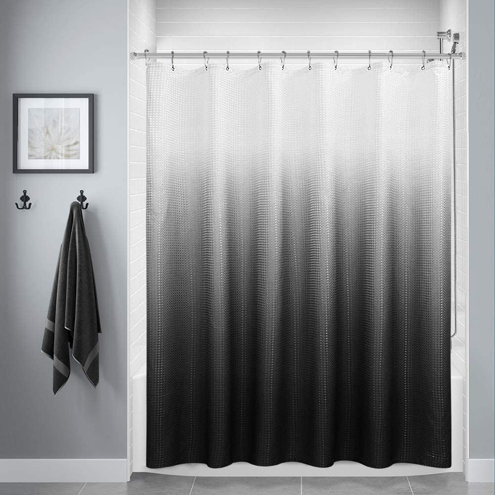 Black White Gray Ombre Textured Chic Water-Repellent Fabric Shower Curtain 