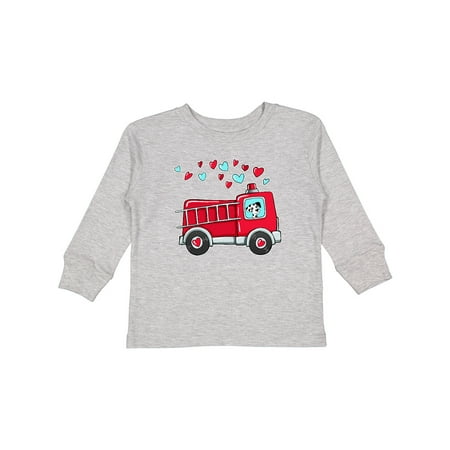 

Inktastic Valentine Fire Truck with Cute Dalmatian and Hearts Gift Toddler Boy or Toddler Girl Long Sleeve T-Shirt