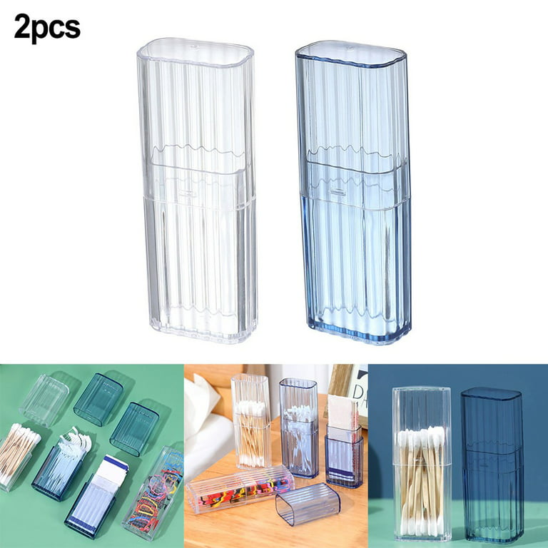 2pcs Portable Travel Clear Small Sorting Storage Box Cotton Swabs
