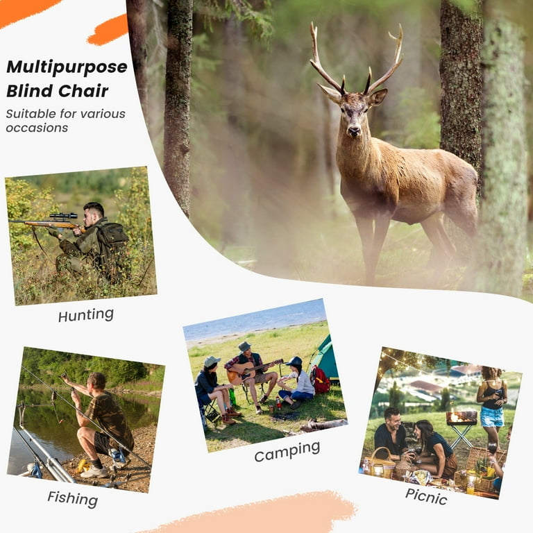 Topbuy 360 Swivel Blind Hunting Chair Foldable Portable Hunting Chair W Oversized Duck Feet Padded Armrests Mesh Back Height Adjustable