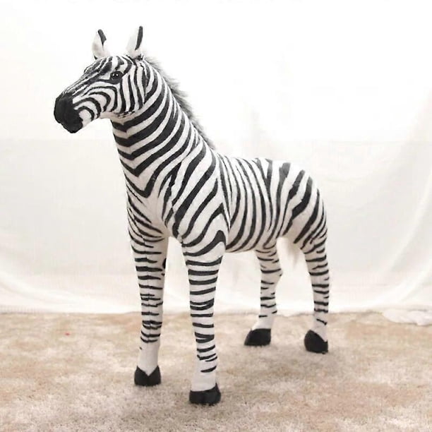 Cebra de pie bonita y grande de 90 cm, animales de peluche simulados animados, modelo para montar, muñeco de peluche decorativo para niños, juguete de regalo para niños, 30 cm, negro, 30 cm, negro
