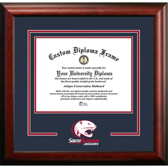 Campus Images AL991SD-1185 11 x 8.5 in. South Alabama Jaguars Spirit Diploma Frame - Satin Mahogany