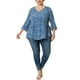 thumbnail image 2 of GRACE & GRANDEUR Blusas de mujer de talla grande con estampado de lunares, escote en V, mangas 3/4, dobladillo peplum, estilo babydoll, 3X, azul, 2 of 6