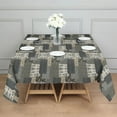 thumbnail image 3 of Brown Checkered Geometric and Floral Pattern Square Tablecloth,Waterproof Square Table Cover,Wipeable Spillproof Washable Table Cover for Home Kitchen Party Decor 52"x52"(132x132cm), 3 of 6
