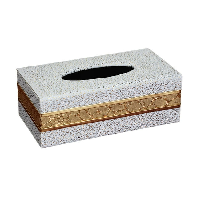 Caja de pañuelos de material cuero PU con , caja de papel de bombeo, dispensador de servilletas, cubierta de caja de pañuelos Rectangular para Hotel, bañ Blanco Grande Macarena Caso de tejido