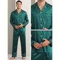 thumbnail image 4 of DARING DIVA Men's 2-Piece Homewear Button Down Long Sleeve Shirt 2XL Dark Green, 4 of 6