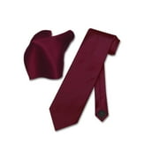 Vesuvio Napoli Solid BURGUNDY Color NeckTie & Handkerchief Men's Neck Tie Set