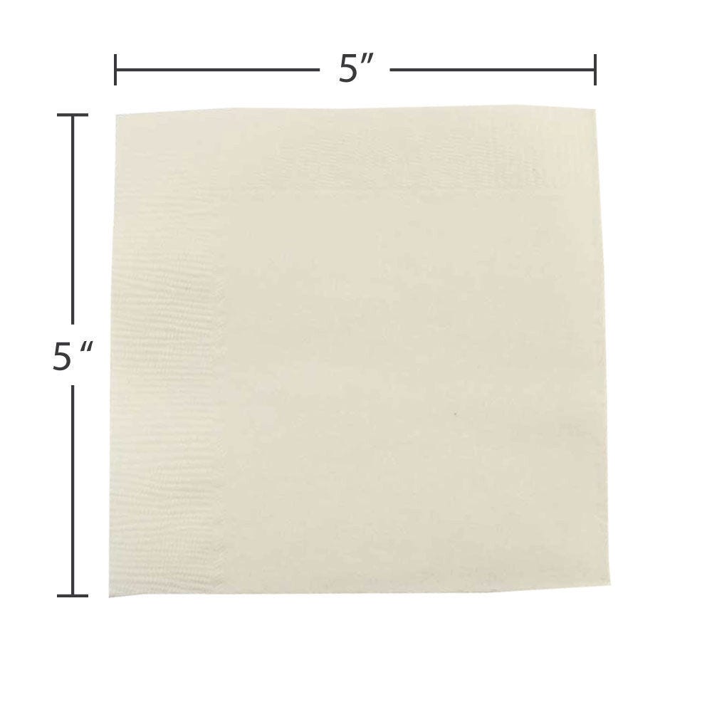 JAM Paper Small Beverage Napkins, 5 x 5, Ivory White, 40/Pack