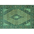thumbnail image 1 of Ahgly Company Machine Washable Indoor Rectangle Medallion Turquoise Blue Traditional Area Rugs, 6' x 9', 1 of 4