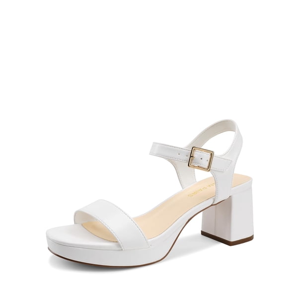 Sandalia DREAM PAIRS DWUMHS2507 Blanca con Plataforma y Tacón Cuadrado