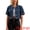 Dark Blue, variant on Women's Short Sleeve Denim Rendy Casual Cropped Jean Jacket XL Apricot