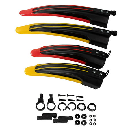 Juvale Bike Fender - 2-Pair Adjustable Bicycle Rear and Front Mud Guard, Bike Tire Accessories for Road Mountain Bike, Cycling, Yellow and Red, 16 x 3.3 x 1.8 Inches and 12 x 2.8 x 1.8