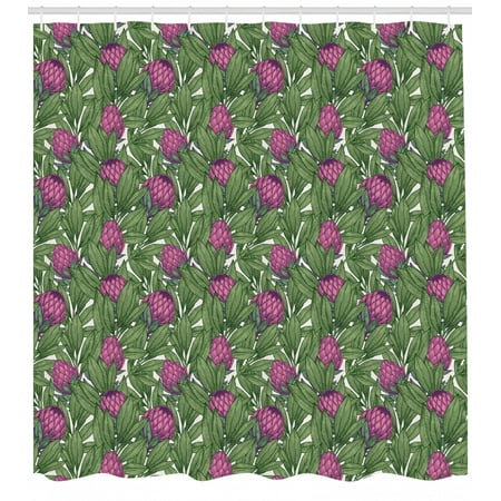 Protea Shower Curtain Vintage Arts And Crafts Inspired Botanical