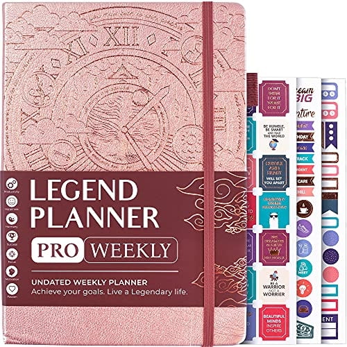 Planificador PRO Legend Semanal y mensual de lujo Tapa dura 7x10' Dorado rosa